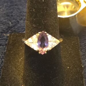 Beautiful New Purple Marquise With Lovely CZ On Each Side Of The Gem Stone.